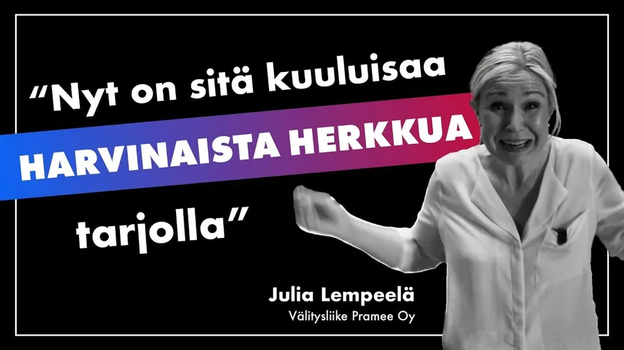 Videon kansikuva: välittäjä Julia Lempeelä lupaa harvinaista herkkua tarjolla