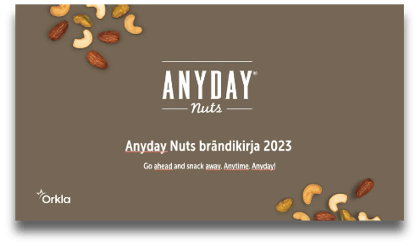 The cover of the Anyday Nuts brand book