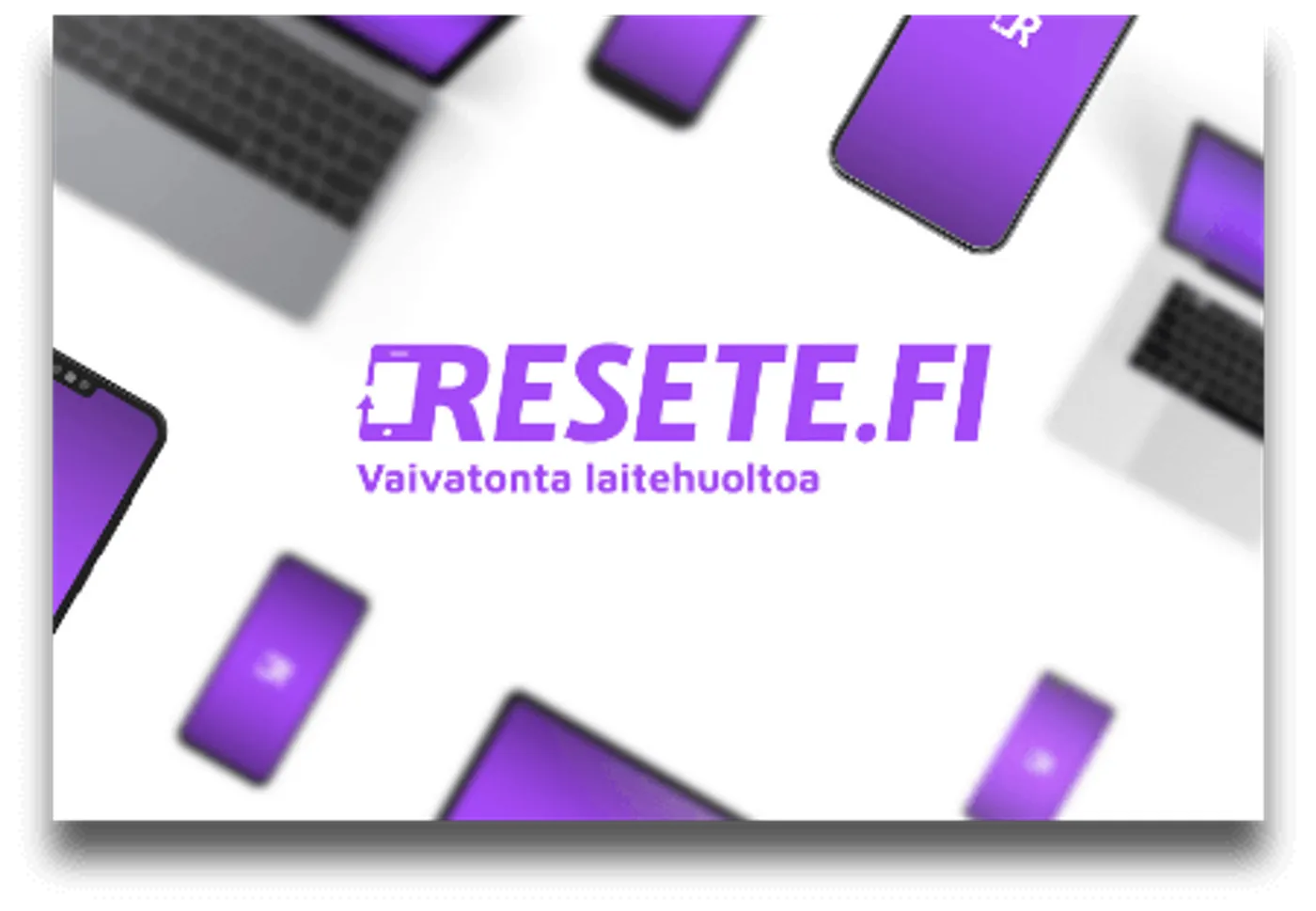 The Resete.fi logo and slogan ”Effortless device maintenance”