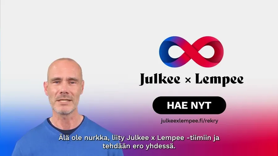 Videon kansikuva: tekoälyllä luotu näyttelijä Julkee x Lempeen rekryvideossa