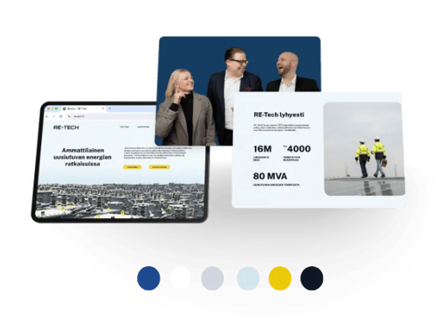 Re-Techin verkkosivu kannettavalla ja puhelimella